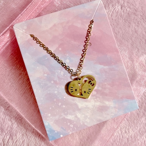 Hello Kitty & Dear Daniel Gold Stainless Steel Heart Pendant Necklace - Picture 2 of 8